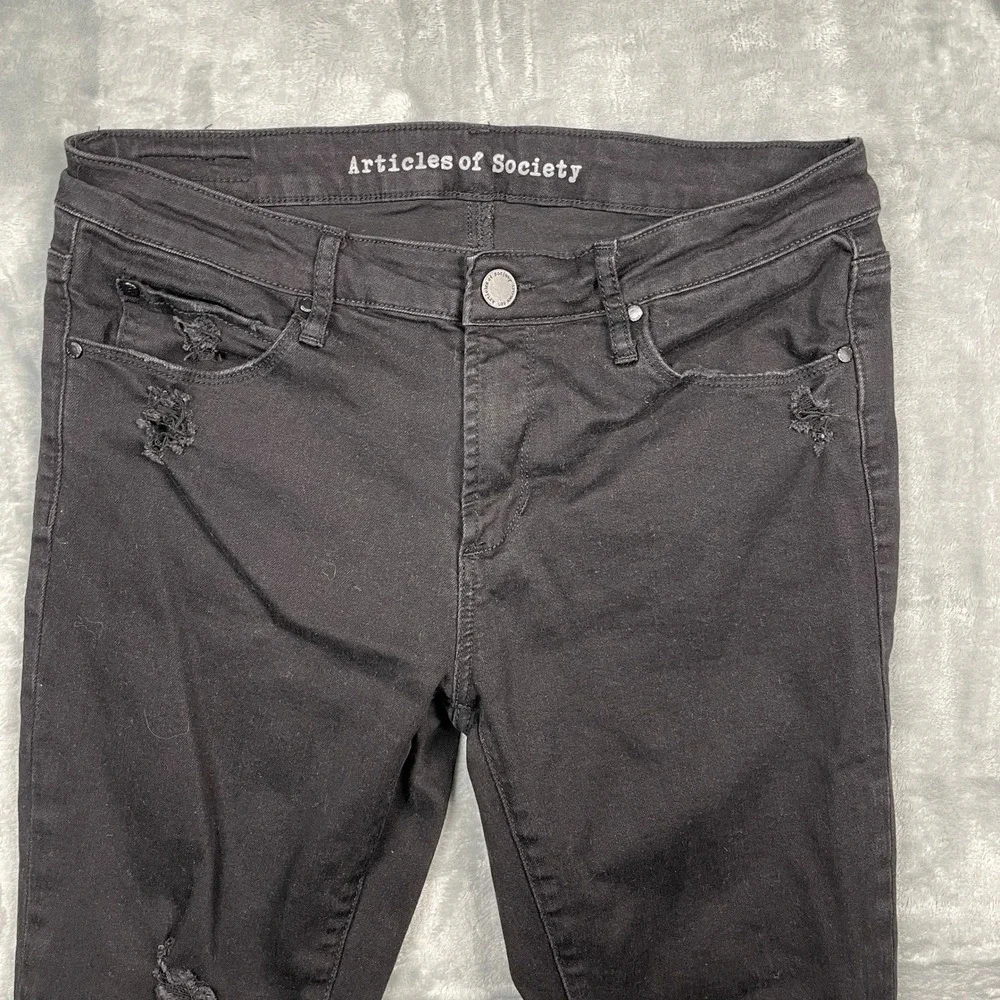 Articles of Society Black Skinny Jeans Distressed Raw Hem Women's Size 30
